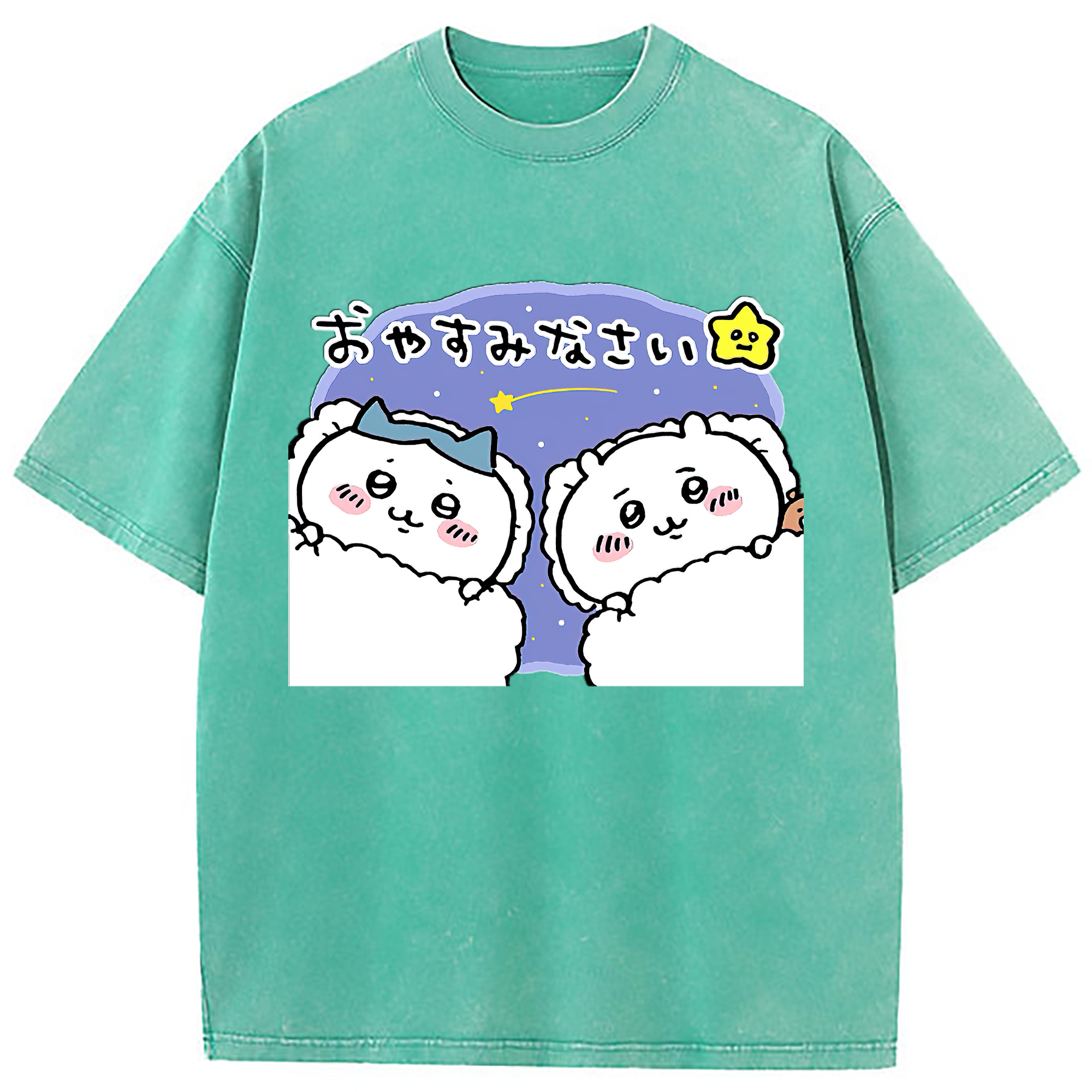 （画像用） ちいかわ ハチワレ Chii-kawa hachiware 綿100% ヴィンテージ風 半袖Tシャツ（フロントプリント）